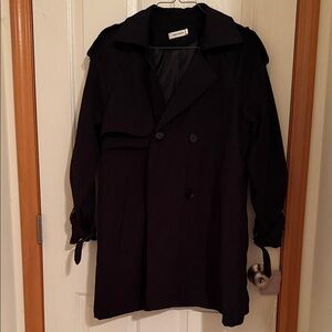 Women Black Double-Breasted Coat